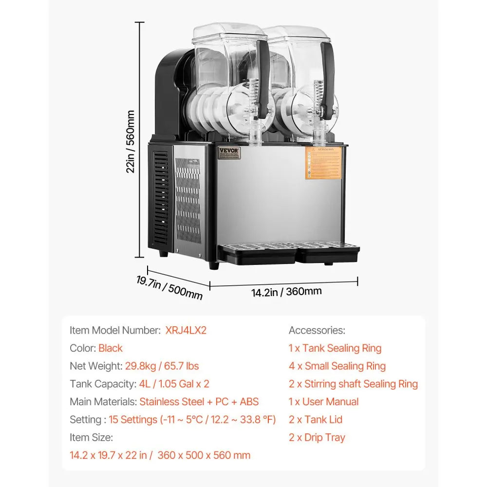 Commercial Slushy Machine Tank Margarita Maker Stainless Steel Smoothie Frozen Drink Maker for Supermarkets Cafes Bars