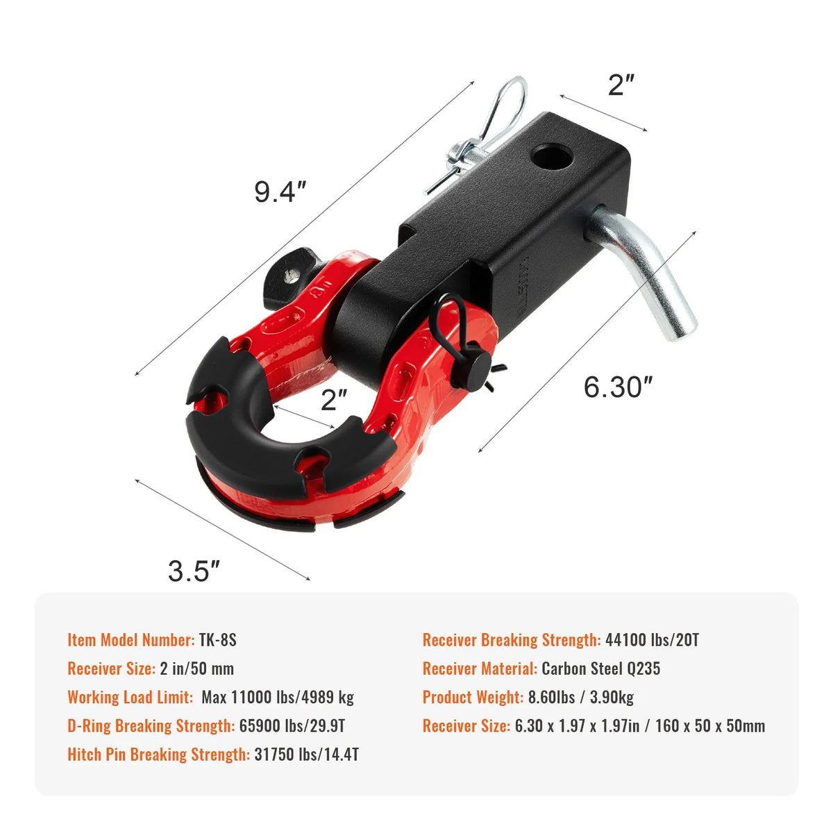 D Ring Shackle with Trailer Hitch Lock Pin, Heavy Duty Towing Accessories for Trucks, Jeeps, Off-Road Vehicle Recovery