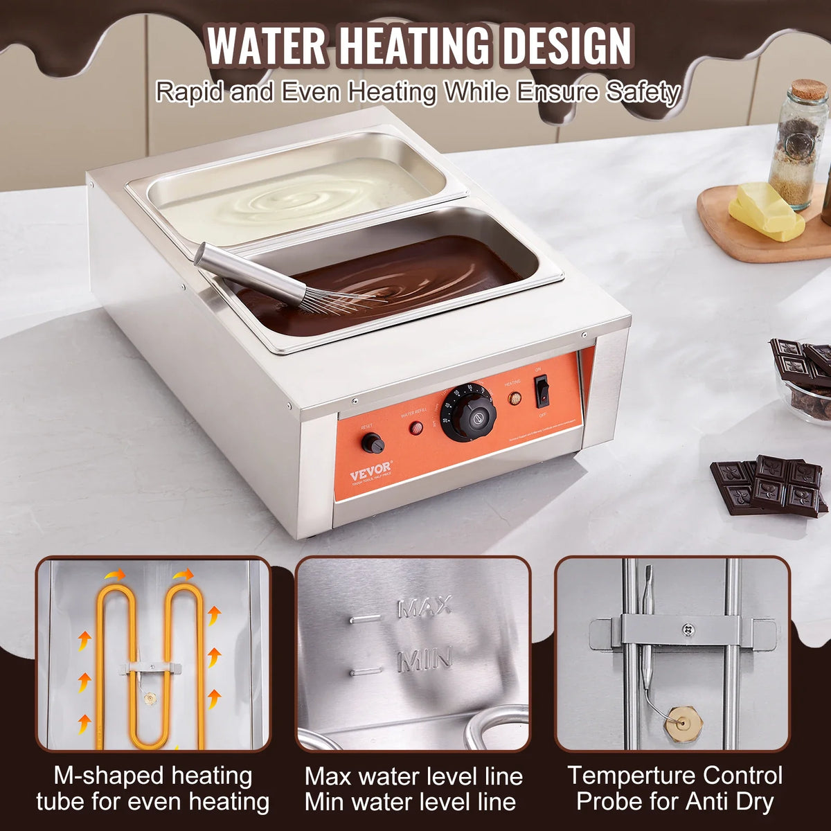Chocolate Tempering Machine,Stainless Steel Electric Commercial Food Warmer For Chocolate/Milk/Cream Melting and Heating