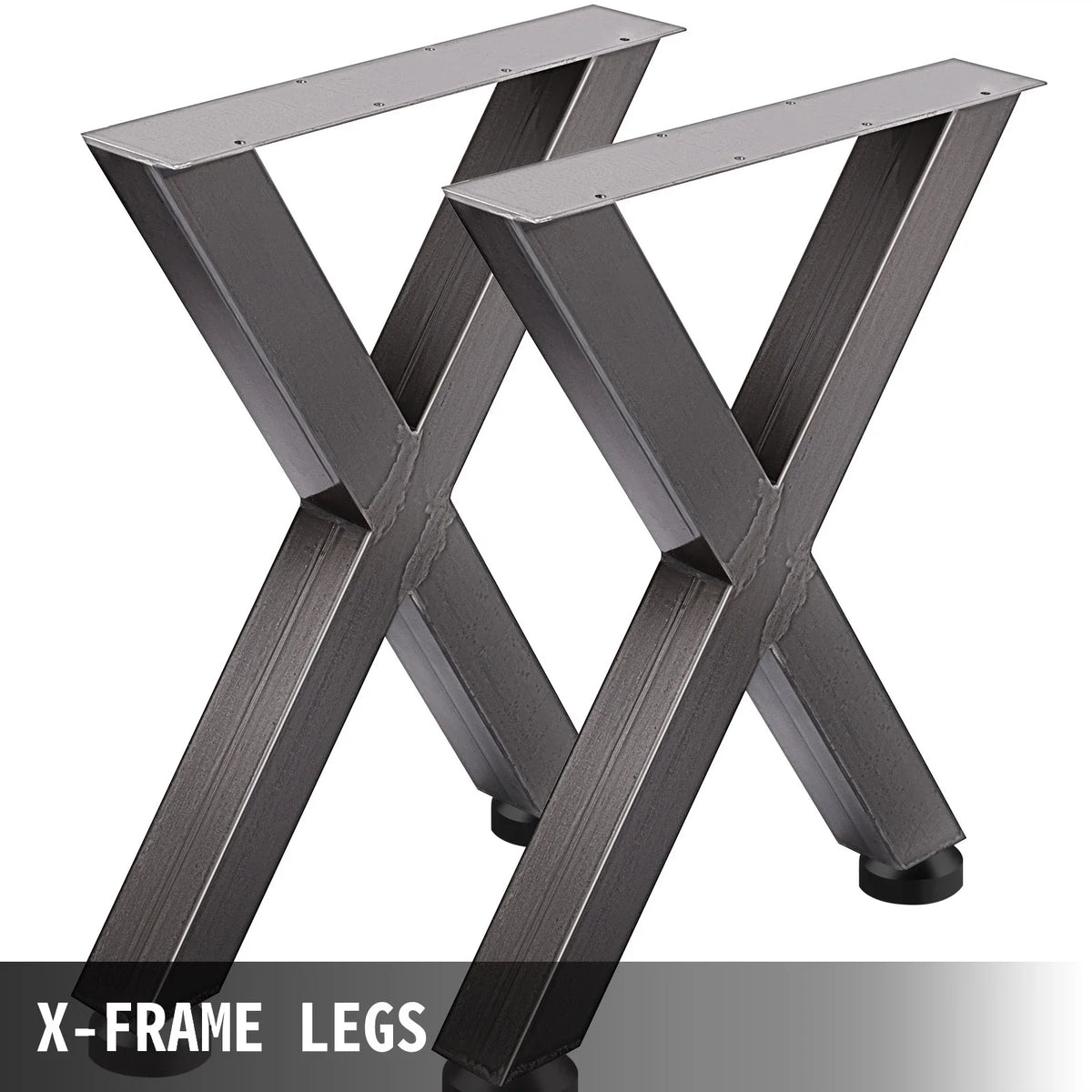 Set of 2 Steel Table Legs, Square Box Section X Frame Table Legs,for Original Color Industrial Country Style Metal Dining