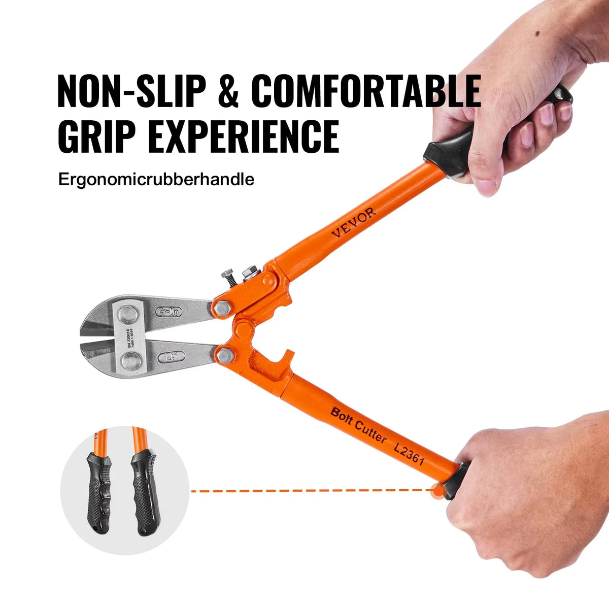 Bolt Cutter 8in/14in/18in/24in Lock Cutter Bi-Material Handle with Soft Rubber Grip Chrome Molybdenum Alloy Steel Blade