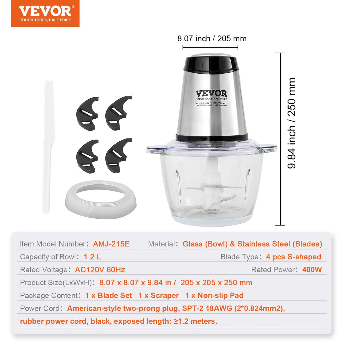 Food Processor,Electric Meat Grinder with 4 Blades,400W Electric Food Chopper,2 Speeds Food Grinder for Meat,Vegetables ﻿