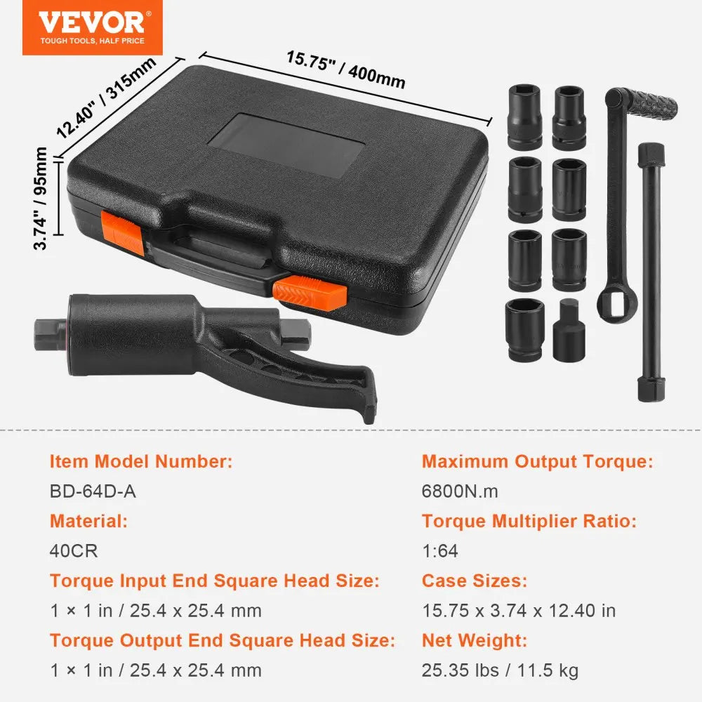 1/58 1/64 Torque Wrench Set 4/8 Socets Multiplier Drive Lug Nut Wrench/Multiplier Heavy Duty Torque Multiplier with Case