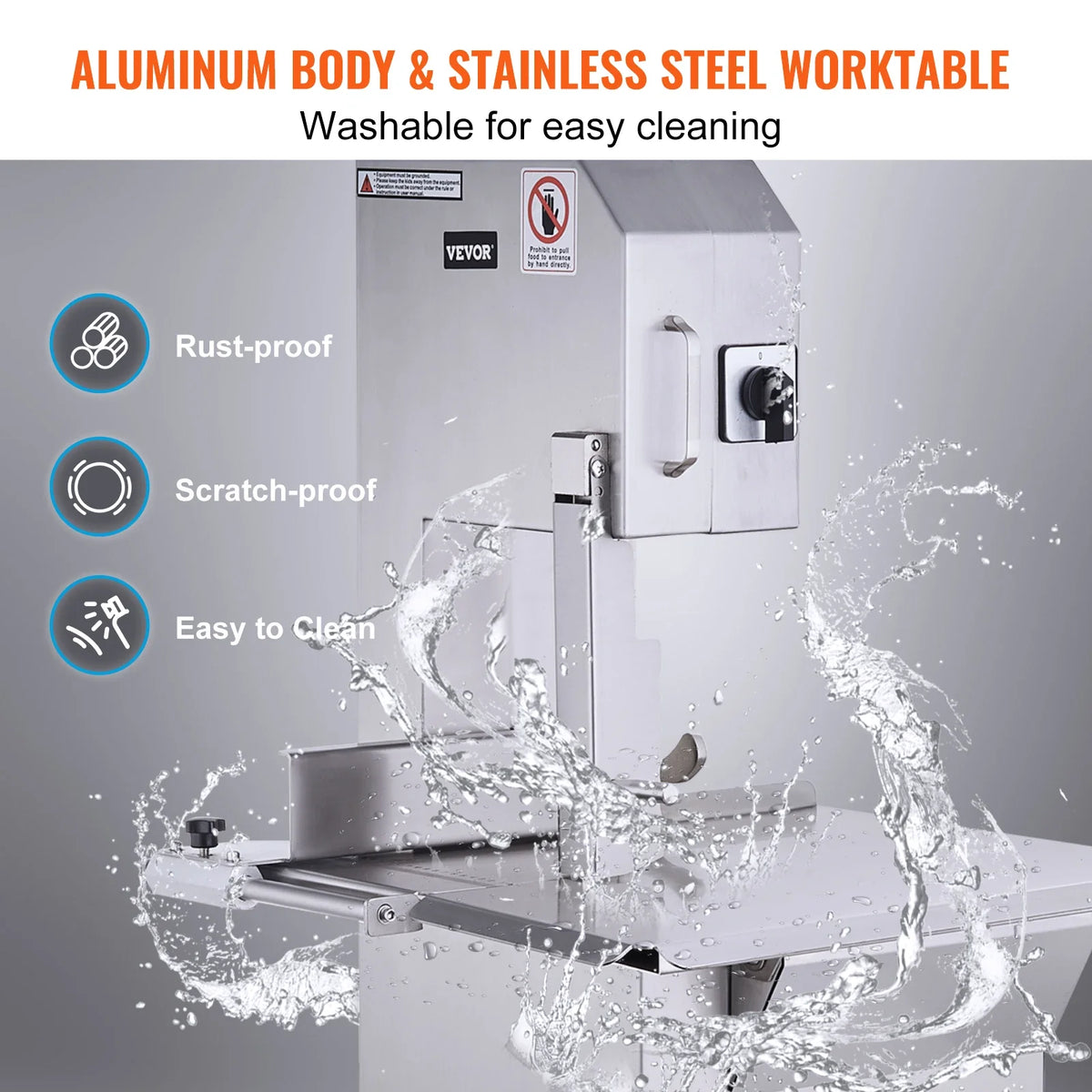 Commercial Electric Meat Bandsaw,2200W Stainless Steel Countertop Bone Sawing Machine,0-7.1 Inch Cutting Thickness,for Rib
