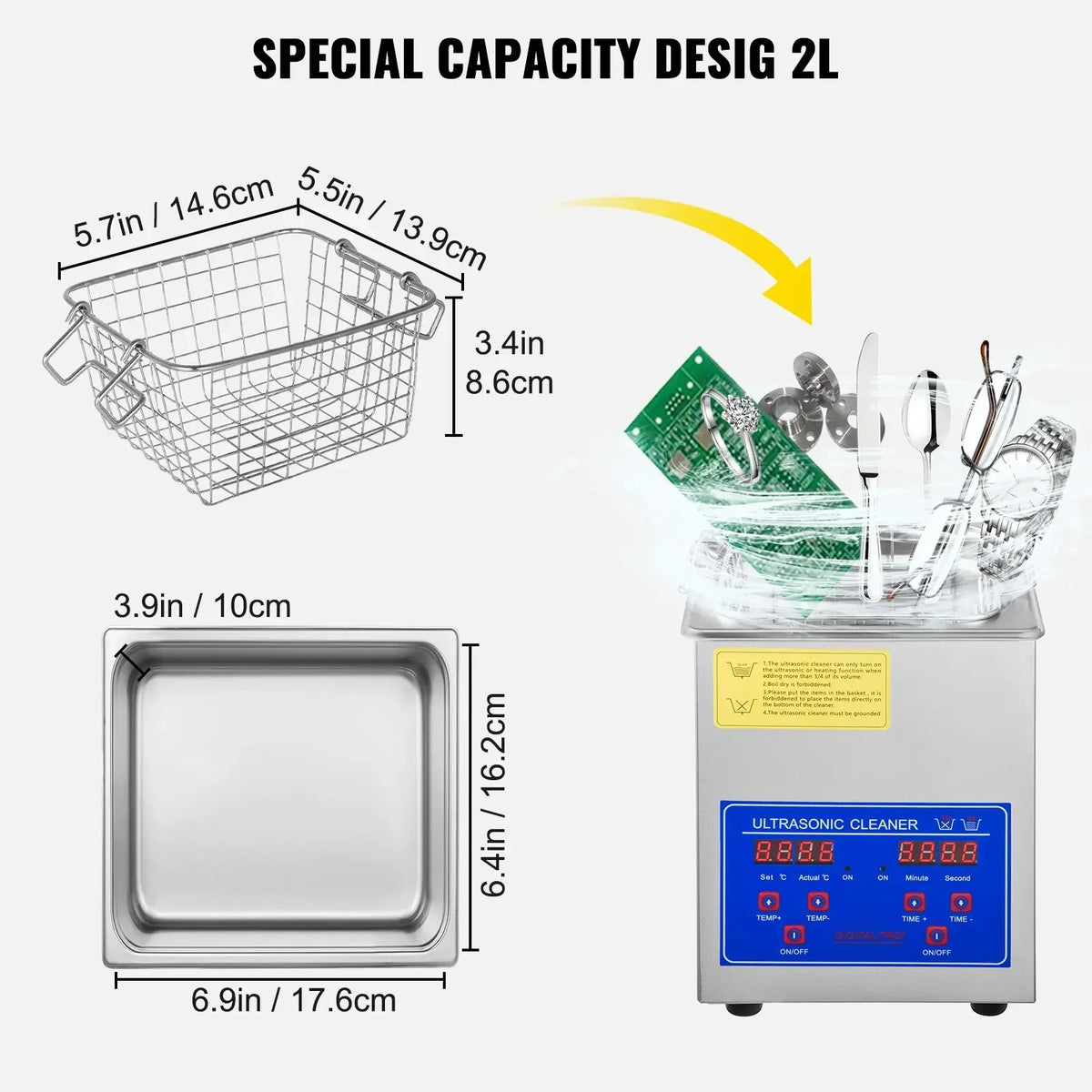 Ultrasonic Cleaner with Digital Timer - 2L to 30L Stainless Steel Tank for Jewelry, Glasses, Watches & Industrial Parts