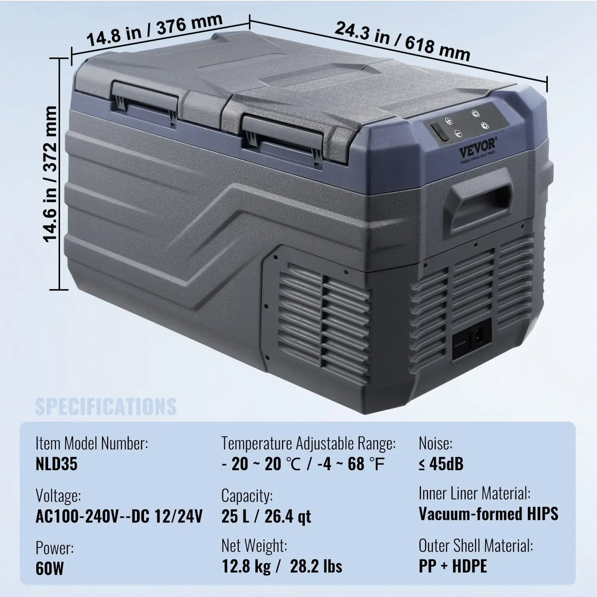 12L 25L 30L 32L 37L 45L Car Refrigerator Freezer, Compressor Dual Zone Portable Fridge for Home Travel Camping Truck