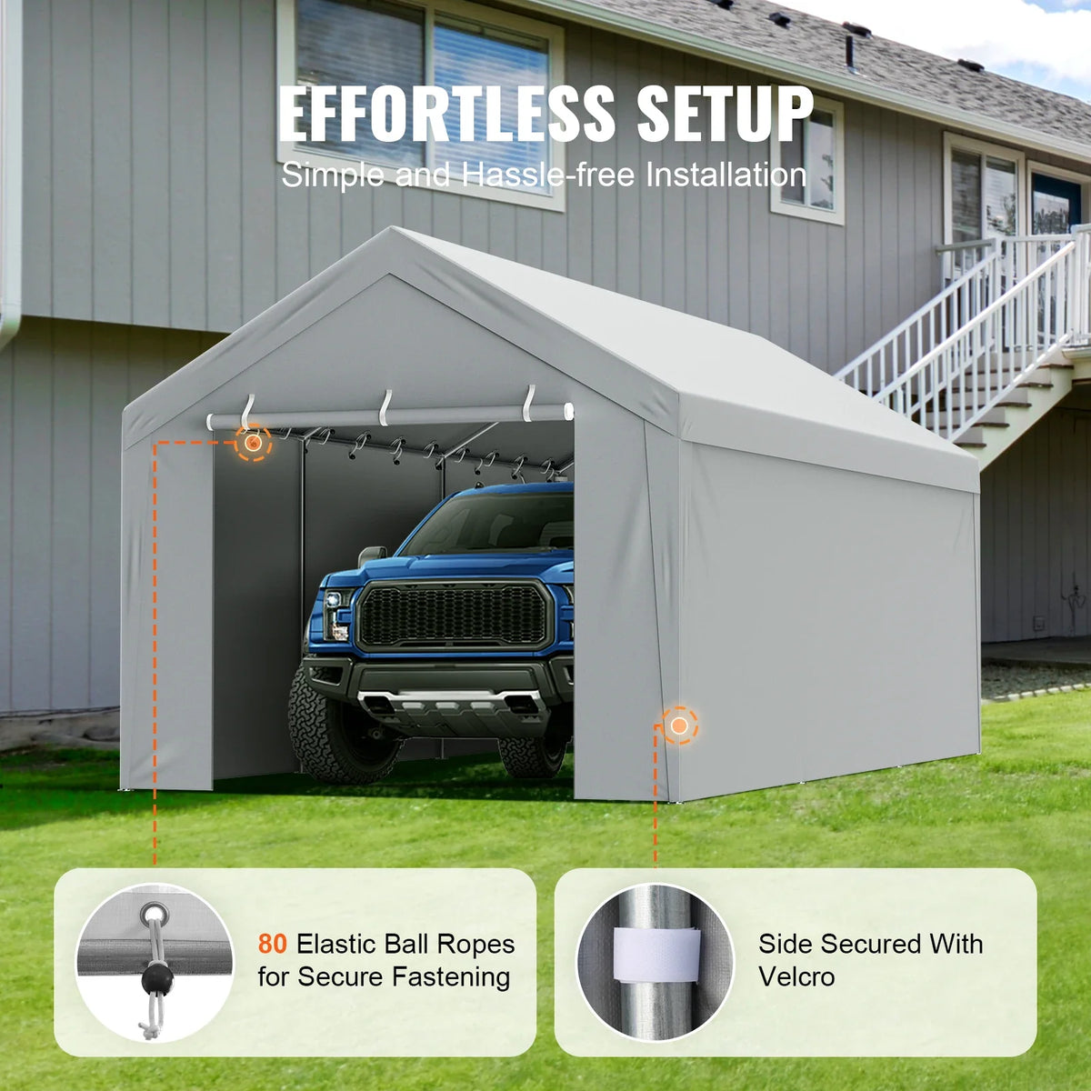 Replacement Canopy Cover Without Frame 10x20 ft Garage Tent Shelter Tarp Waterproof&UV Protected Garden Outdoor Carport