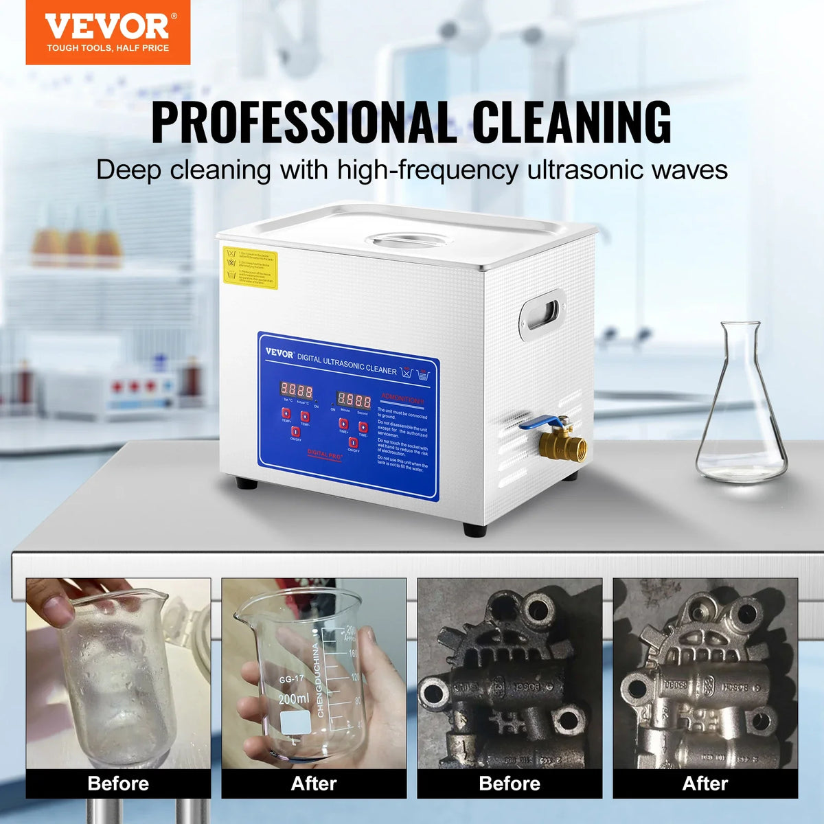 10L Ultrasonic Cleaner Machine Stainless Steel Ultrasonic Cleaning Machine Digital Heater Timer Jewelry Cleaning for Home