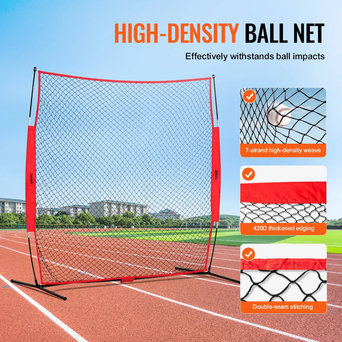 Barricade Backstop Net Ball Sport Barrier Netting Portable Practice Equipment with Carry Bag Protect Screen for Training