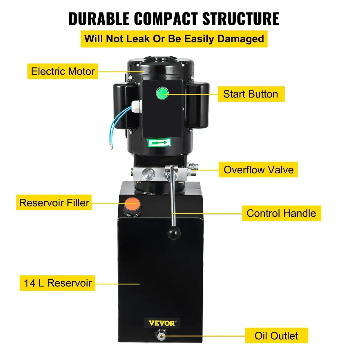 Car Jack Hydraulic Pump14 Quart Unit 3 HP 220V 2950 PSI 2 & 4 Post Lifts 3.5 Gallon Reservoir  Power Suit for Auto Repair