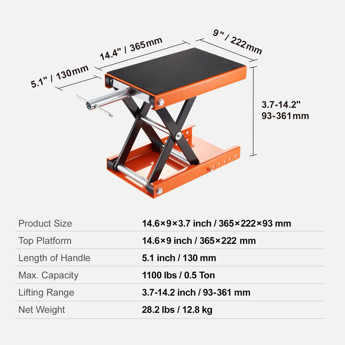 350/1100/1500 LBS Capacity Motorcycle Scissor Jack Lift with Deck Hydraulic Foot-Operated Jack Stand for ATV Dirt Bik