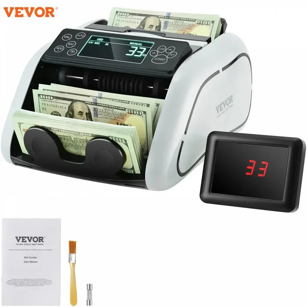 1000 Pcs/Min Money Counter Business Cash Register Bills Counterfeit Bill Detector by UV/MG/IR/DD Function for Bank Store