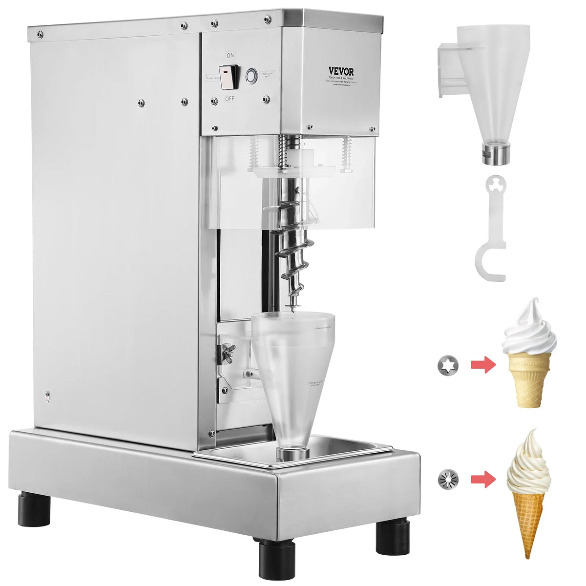 Ice Cream Blender, 750W 1740RPM High-Speed Ice Cream  Mixer, 304 Stainless Steel Ice Cream Shaker, Customizable Flavor