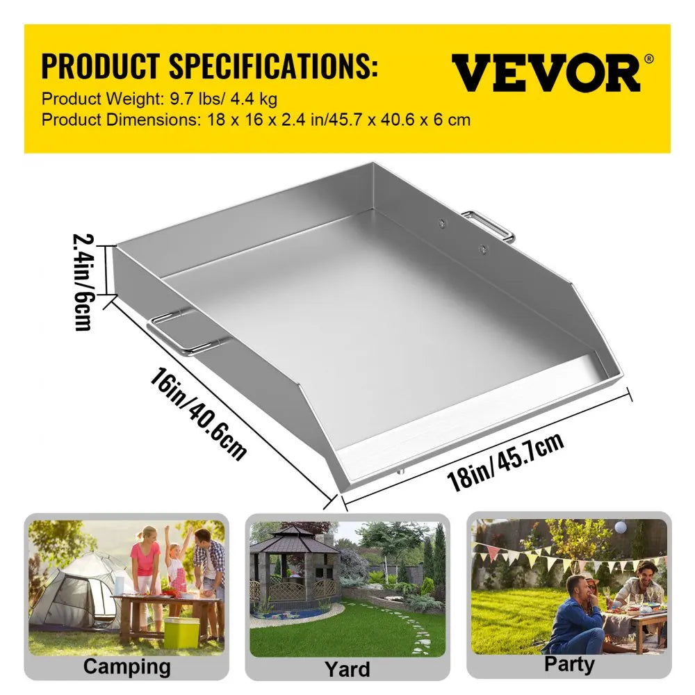 Stainless Steel Griddle,Universal Flat Top Rectangular Plate,BBQ Charcoal/Gas Grill,Grills for Camping and Parties