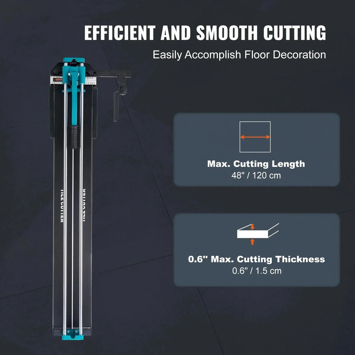 Manual Tile Cutter Laser Positioning Single Rails W/ Supporting Feet Professional Push Knife for Cutting Ceramic Porcelain