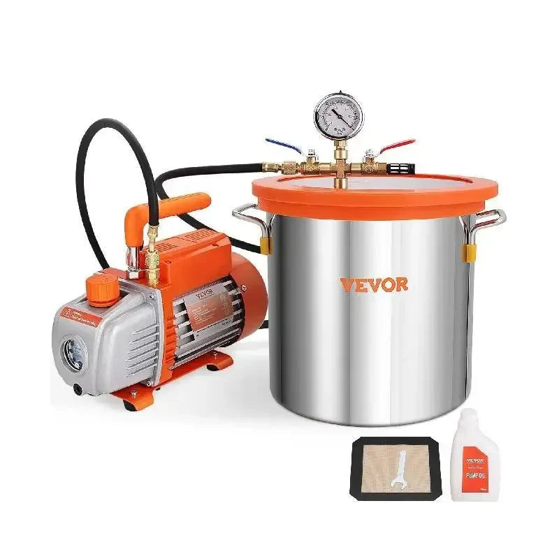 Vacuum Chamber Pump Kit 3.5CFM 3GAL/5GAL Tempered Glass Lid Vacuum Degassing Chamber Kit for Stabilizing Wood DIY Epoxies
