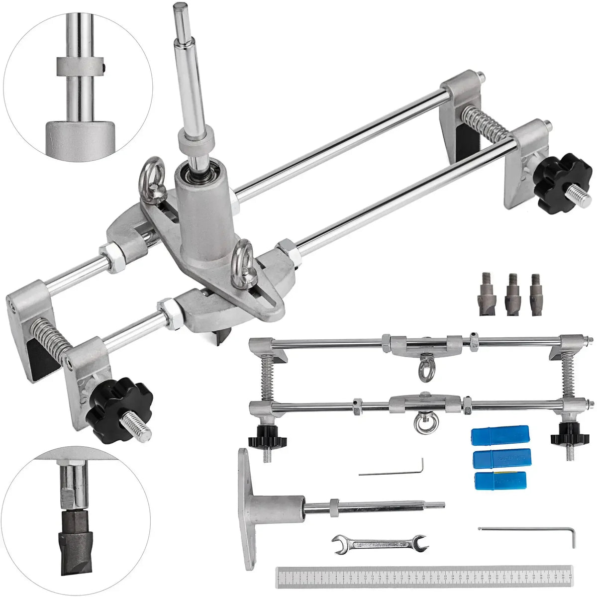 Door Jam Jig Kit Door Lock Mortise with 3PCS 18mm / 22mm / 25mm M10 Cutters Clamping Thickness 1.2in-2in for Lock Changing