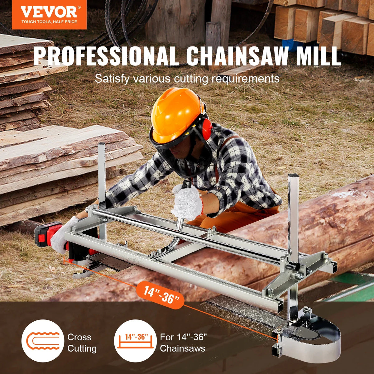Chainsaw Mill Planking Milling 24 36 48 Inch Guide Bar Wood Lumber Cutting Portable Sawmill Aluminum Steel Chain Saw Mill