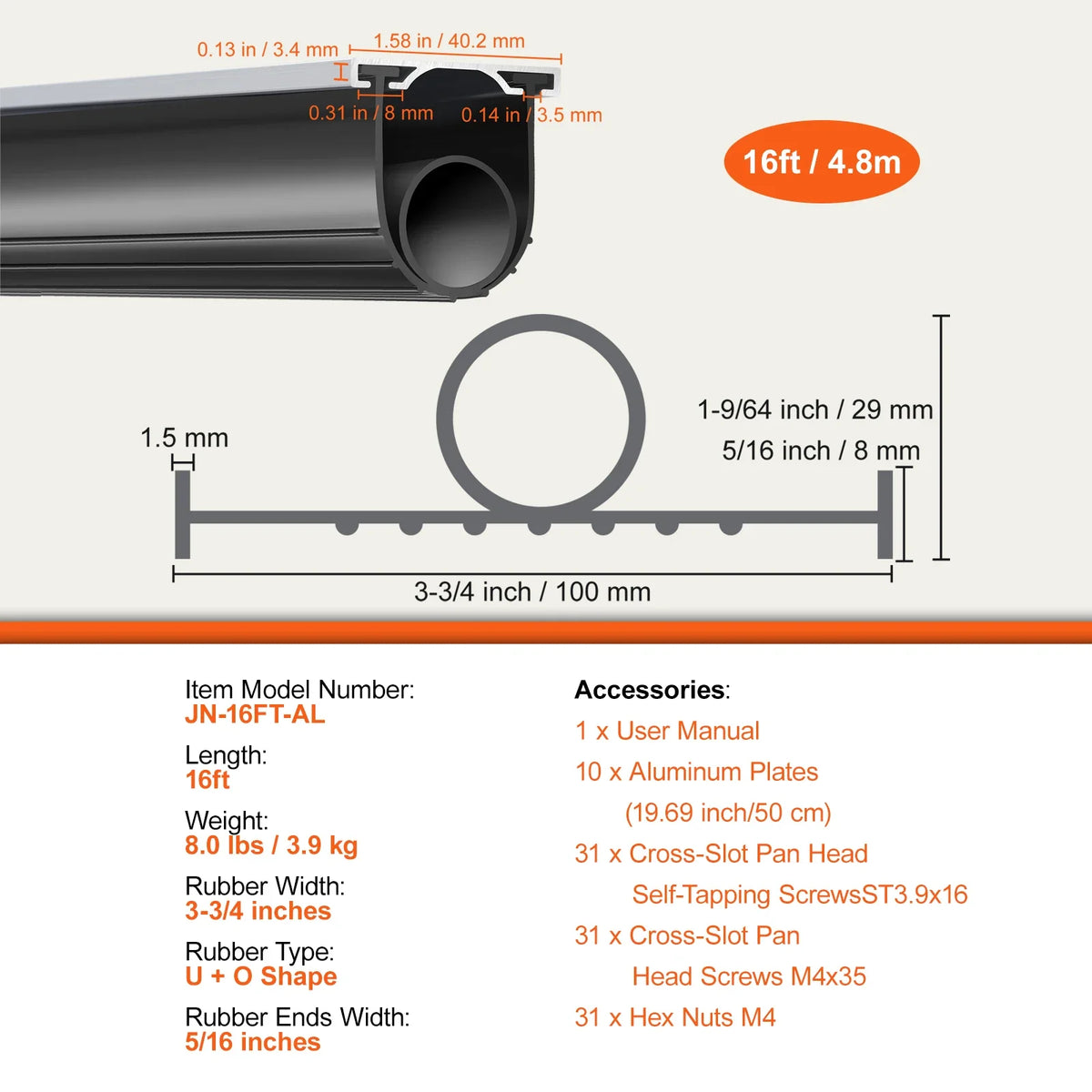 3m 4.8m 6m Garage Door Seals Bottom Rubber U Shape +O Ring Garage Door Weather Stripping Universal Weatherproof Rubber