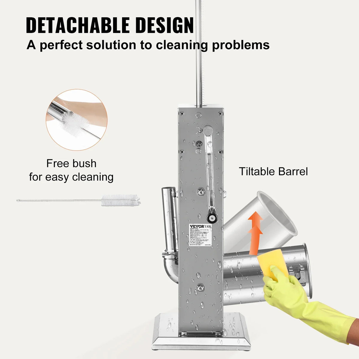 Manual Sausage Stuffer  3 5 7 L Stainless Steel Making Sausage Vertical Maker with 5 Filling Funnels for Home Commercia