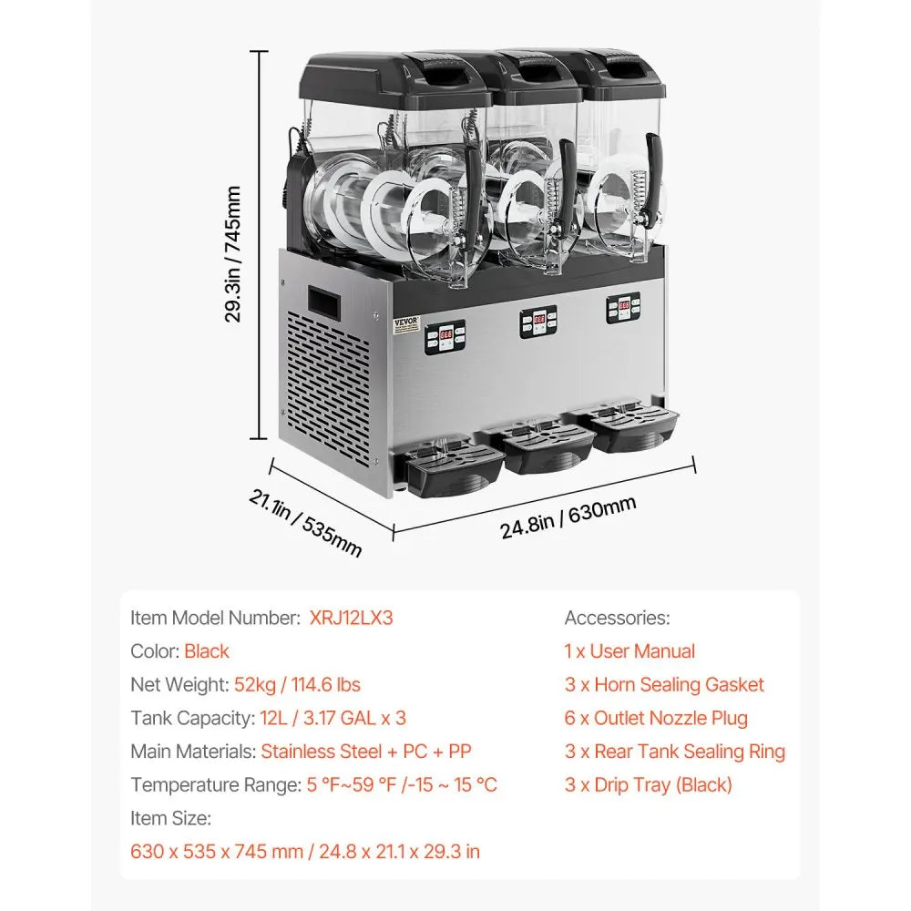 Commercial Slushy Machine Tank Margarita Maker Stainless Steel Smoothie Frozen Drink Maker for Supermarkets Cafes Bars