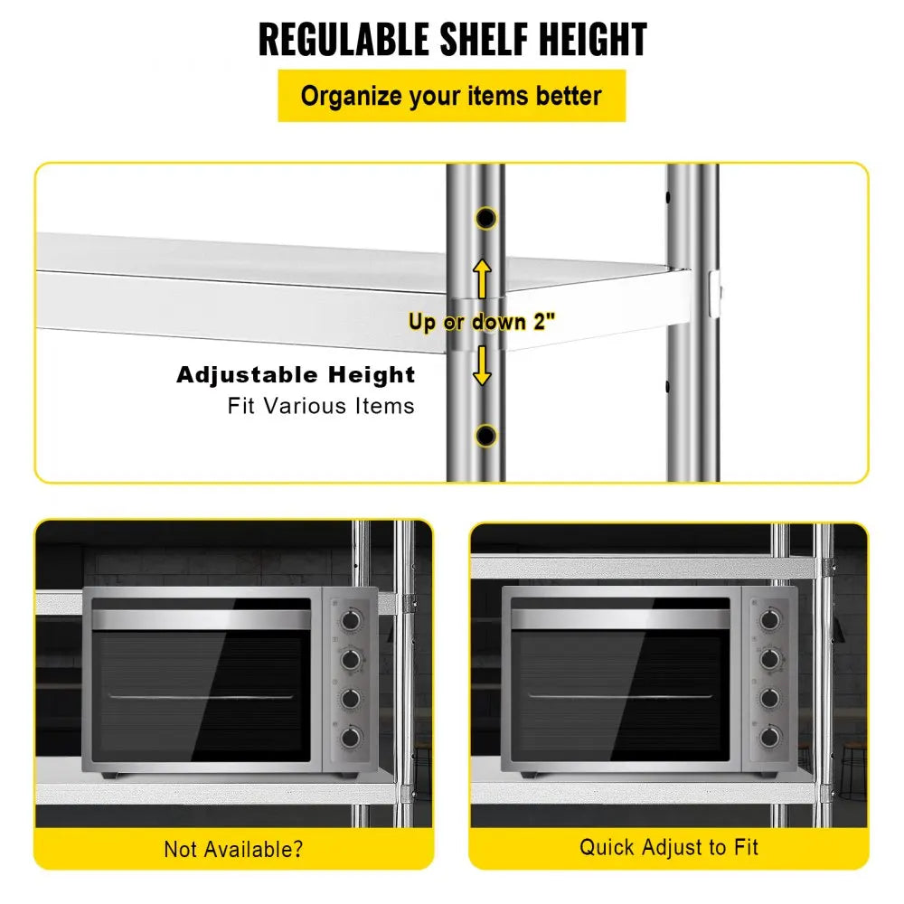 Stainless Steel Shelves  Adjustable Shelf Storage Unit Stainless Steel Rack Shelving Heavy Duty Shelving