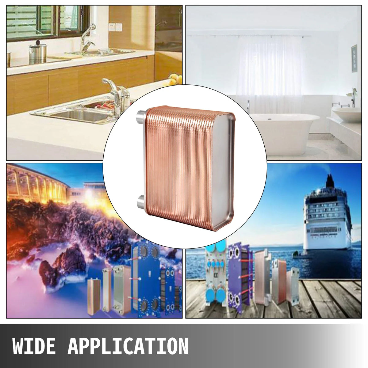 Heat Exchanger 60 Plates Brazed Plate Heat Exchanger BSP FPT Heat Exchanger EATB12 Beer Wort Chiller for Hydronic Heating