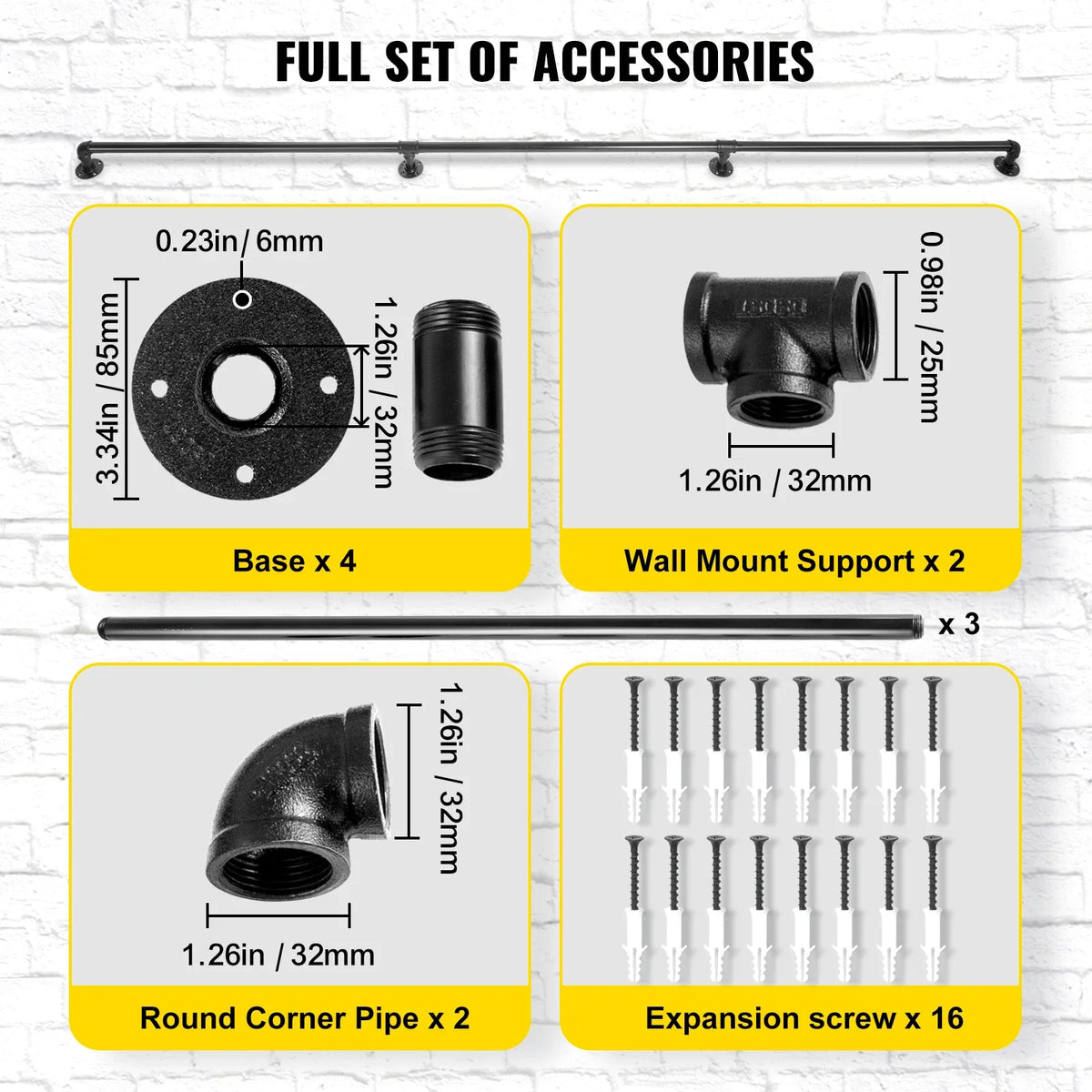 Stair Handrail Outdoor Safety Handrailings Loadable Staircase Hand Rail Stairway Straight Grab Support Round Corner Wall
