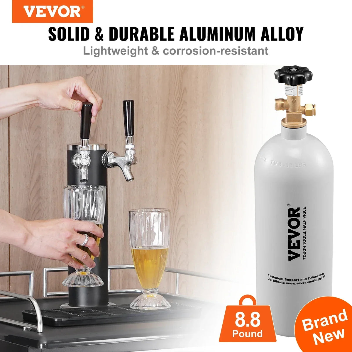 5Lbs CO2 Tank Aluminum Gas Cylinder Brand New CO2 Cylinder with Gray Spray Coating CO2 Tank with CGA320 Valve