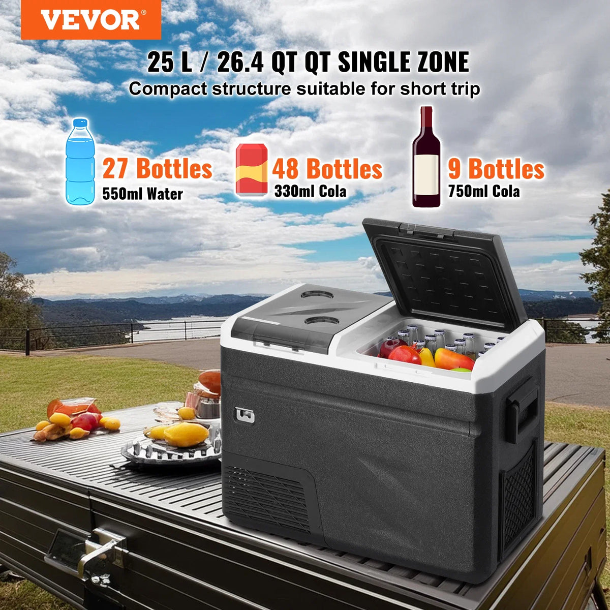 36L Car Refrigerator,w/Ice Making Function,12V Car Fridge, Dual Zone Portable Freezer,-4℉-68℉ Adjustable,Compressor Cooler