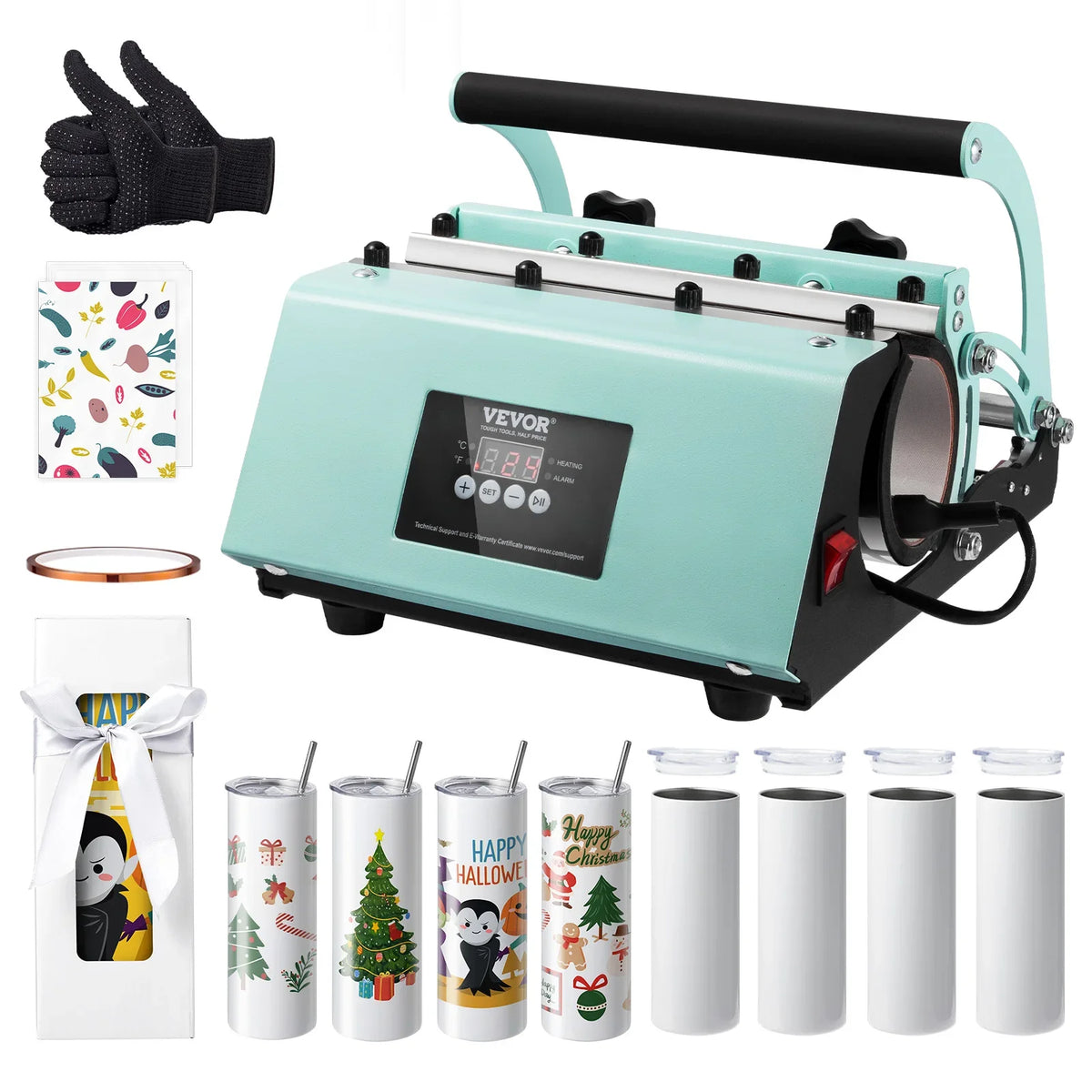 Tumbler Heat Press Machine and Sublimation Tumblers Tumbler Press Set with 8pcs 20OZ Blank Tumblers Mug Press Cup Press