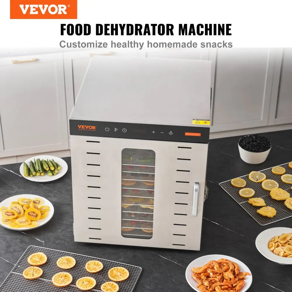 10 Trays Food Dehydrator Stainless Steel Machine 800W/1000W Household Vegetables Fruit Dryer with Digital Timer for Home
