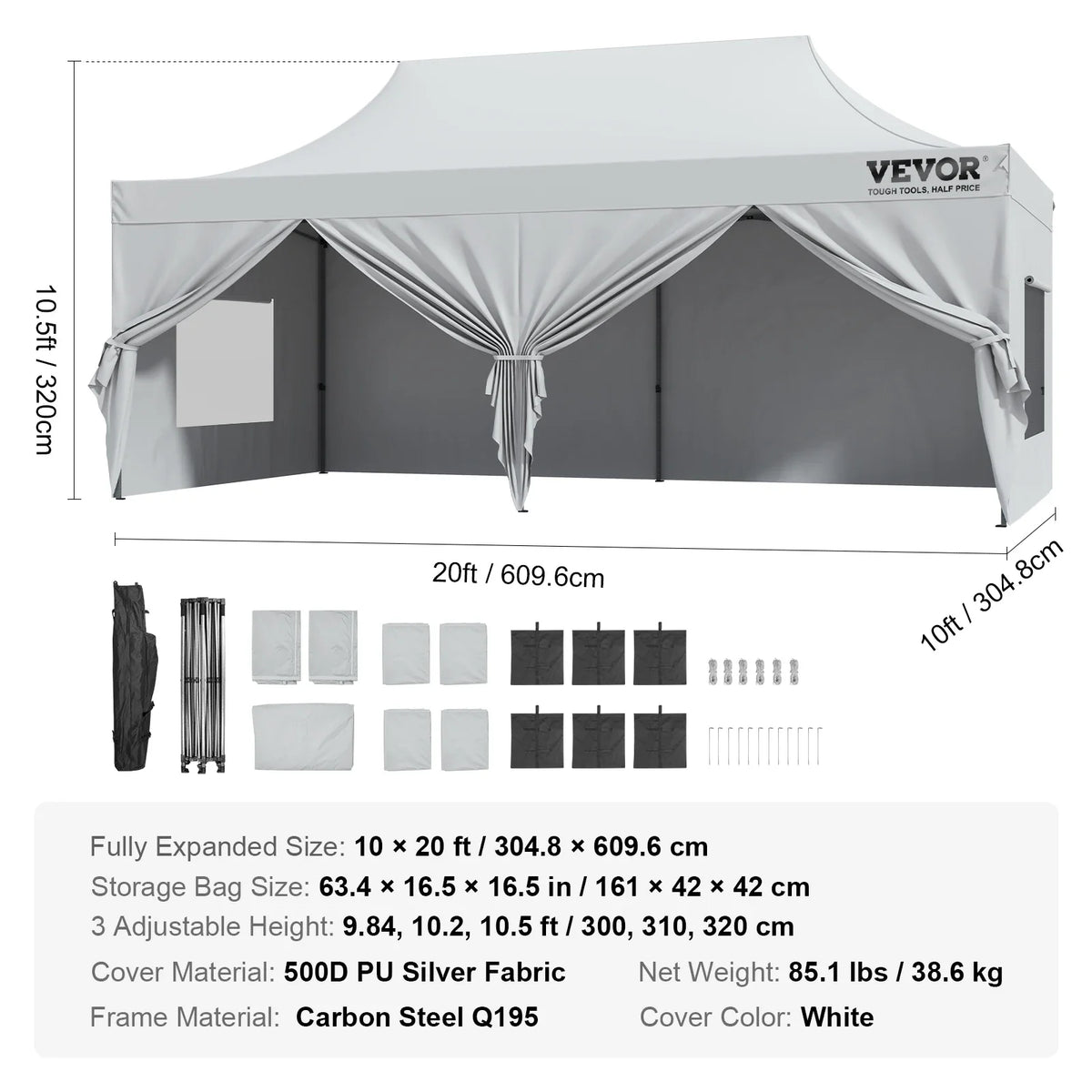 Pop-up Canopy Instant Canopies Removable Sidewalls Portable Gazebo UV Resistant Waterproof Tents for Outdoor Events Party