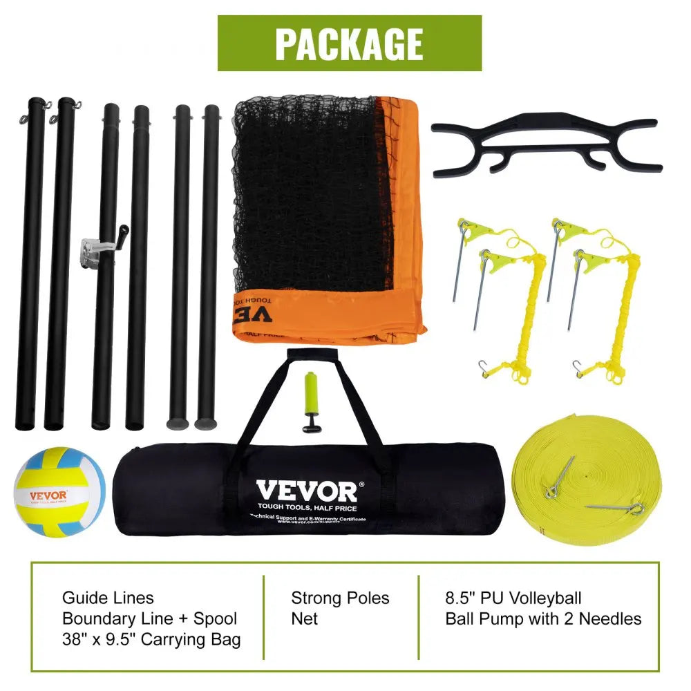 Outdoor Portable Volleyball Net System,Adjustable Height Poles,with PVC Volleyball,Carrying Bag for Backyard,Beach,Lawn