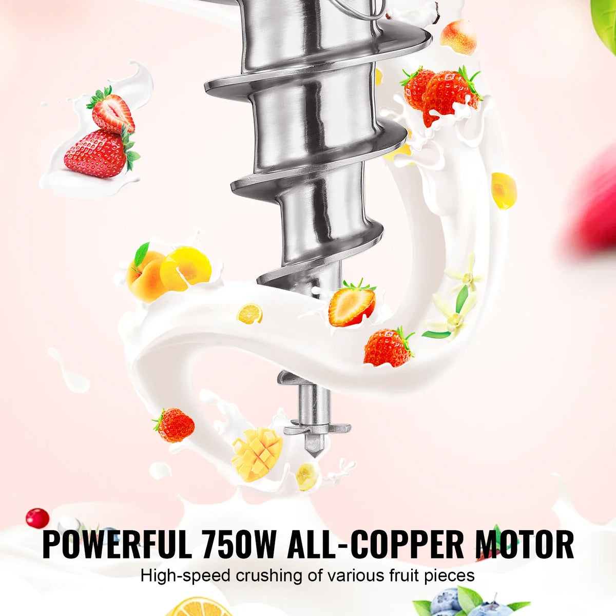 Ice Cream Blender, 750W 1740RPM High-Speed Ice Cream  Mixer, 304 Stainless Steel Ice Cream Shaker, Customizable Flavor