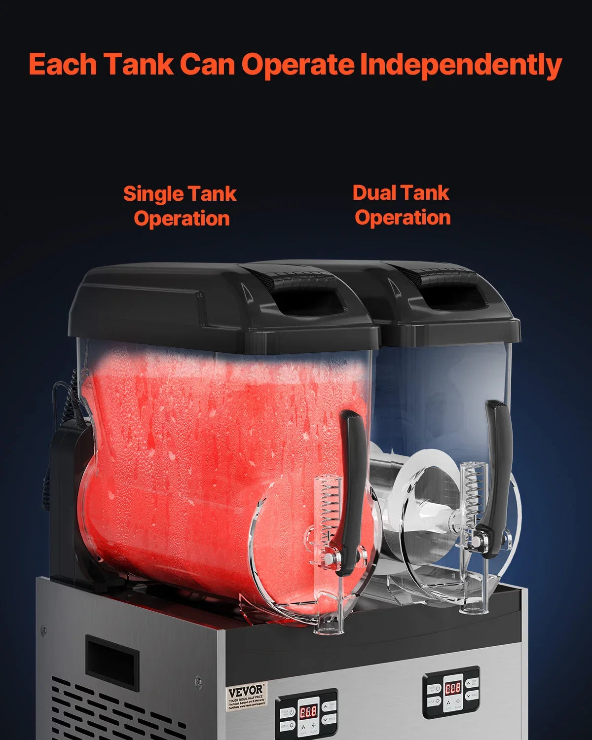 Commercial Slushy Machine, 12Lx2 Double Tank Frozen Drink Machine, Stainless Steel Margarita Smoothie Frozen Drink Maker