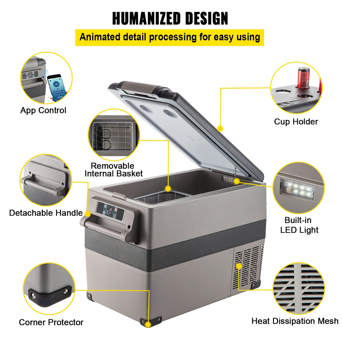 Portable Small Car Freezer 45L Mini Car Refrigerator 60W Cooler 12V Portable Vehicle Car Fridge For Home and Outdoor Use