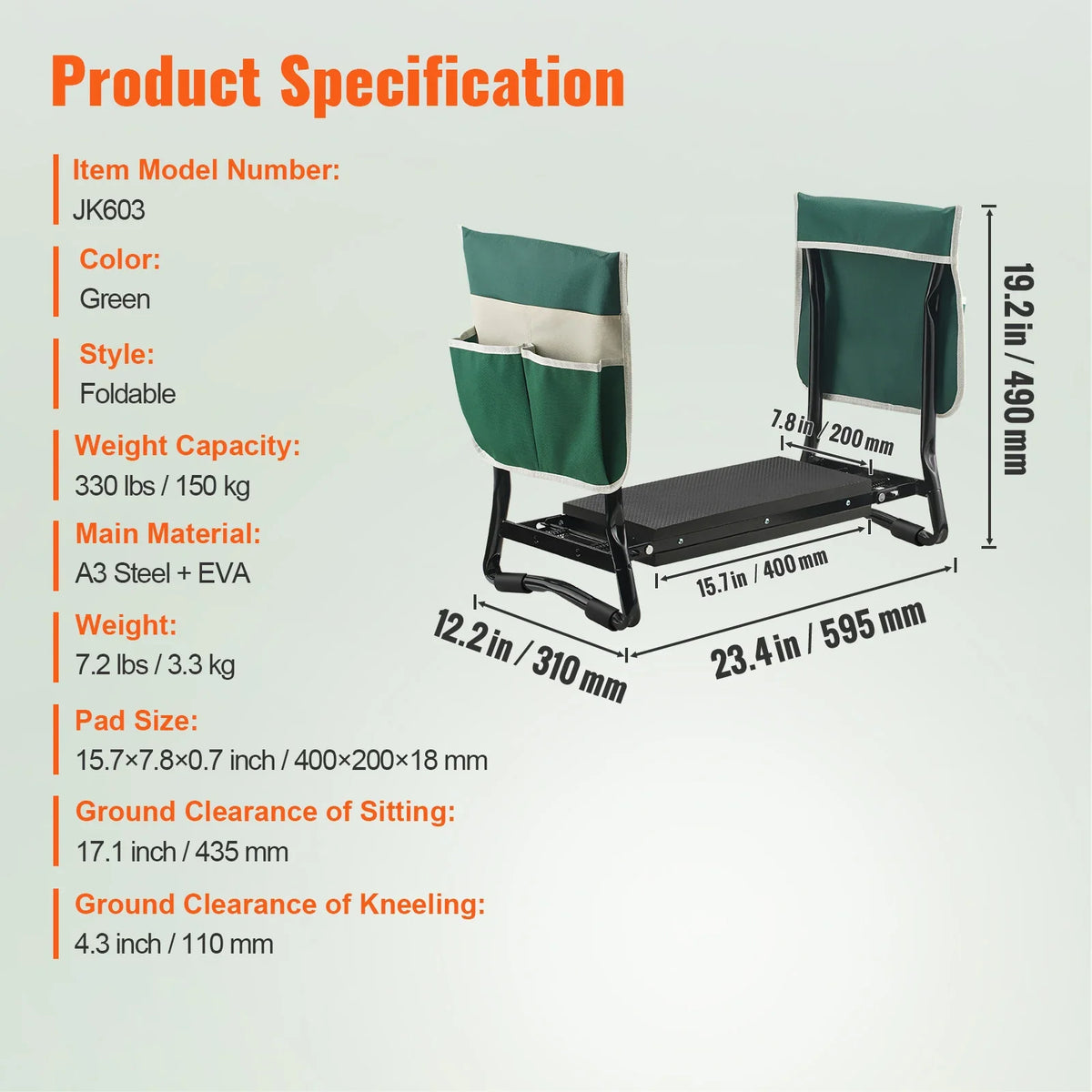 Garden Kneeler and Seat Foldable Garden Stool Kneeling Bench for Gardening with Tool Bag Gifts for Grandparents Seniors