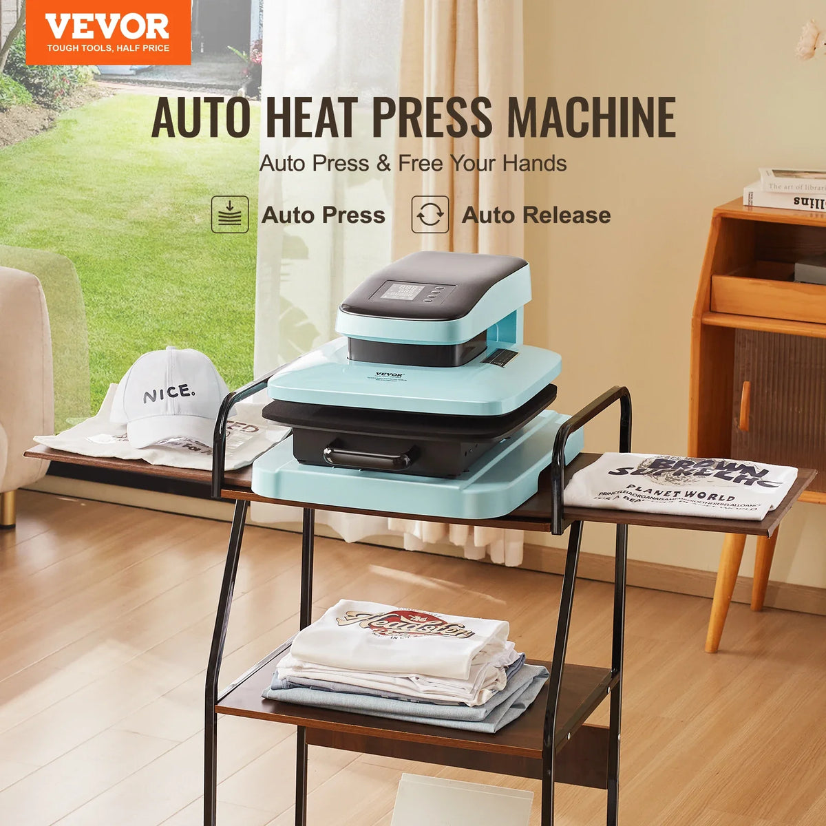 Auto Heat Press Machine 15x15 in Smart T Shirt Press Machine with Auto Release Heats Up Fast Evenly Sublimation Heat Press