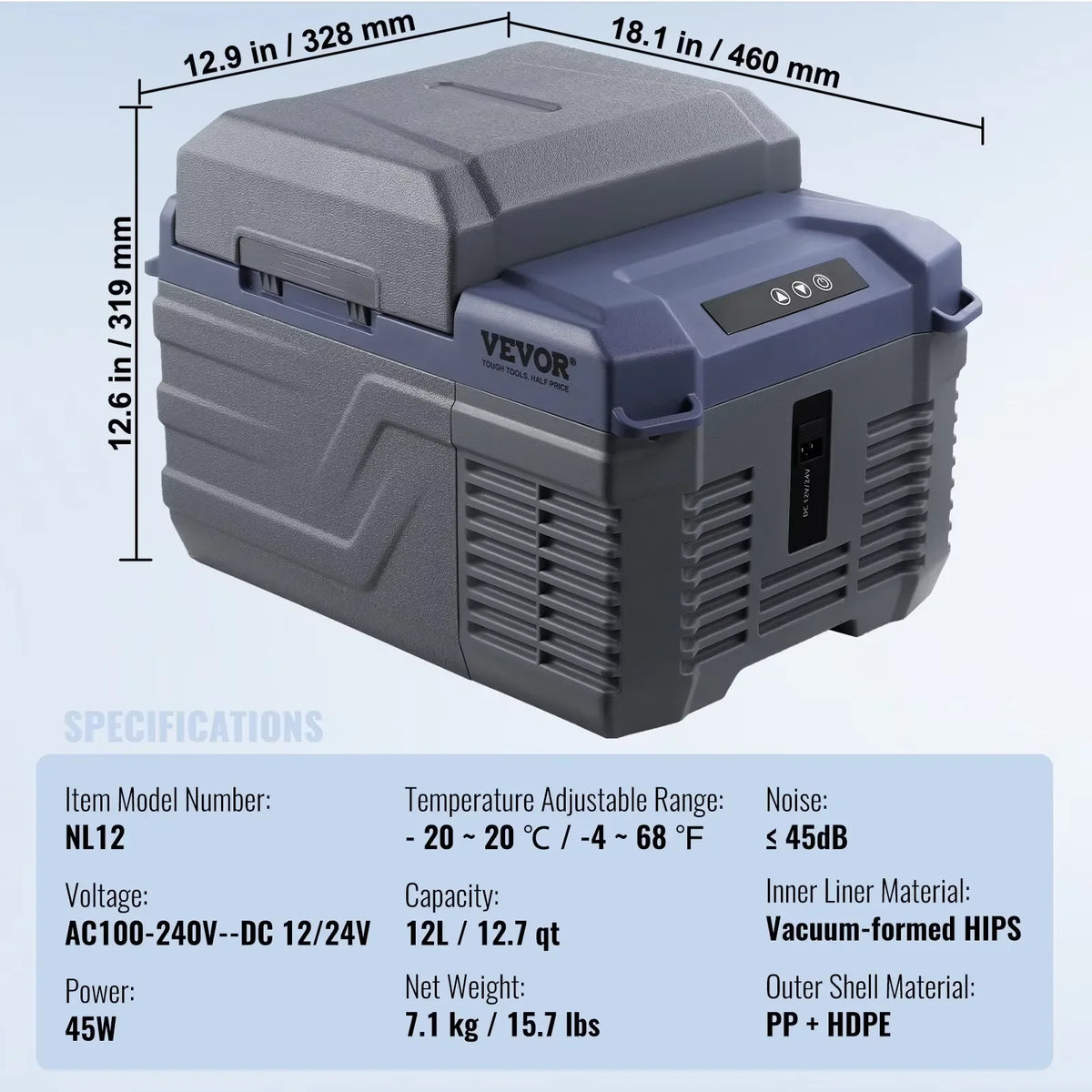Portable Car Refrigerator Freezer Compressor 9L/12L/15L/30L/37L/45L Single Zone for Car Home for Outdoor Camping and RV