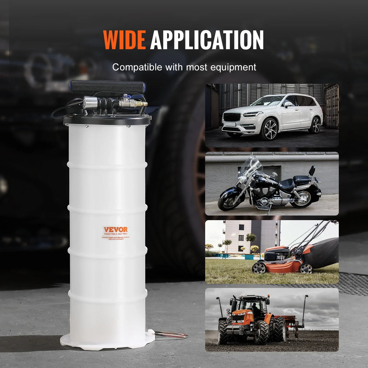 6.5L Pneumatic/Manual Fluid Extractor with Suction Hose Oil Changer Pump for Automotive Fluids Vacuum Evacuation