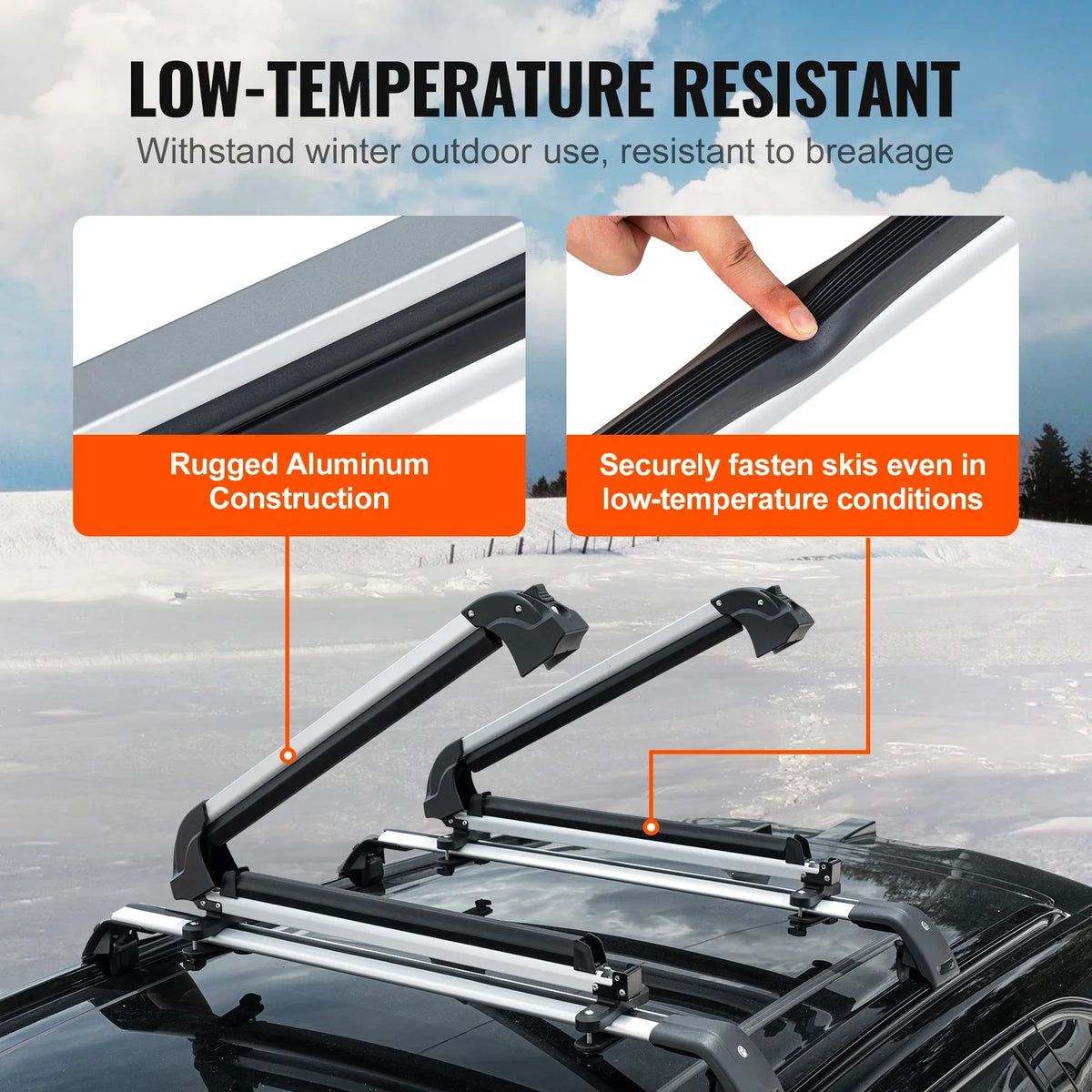 31.7-Inch Universal Ski Rack for Car Roof Fit Most Crossbars Aluminum Snowboard Ski Rack with Lock & Rubber Padding