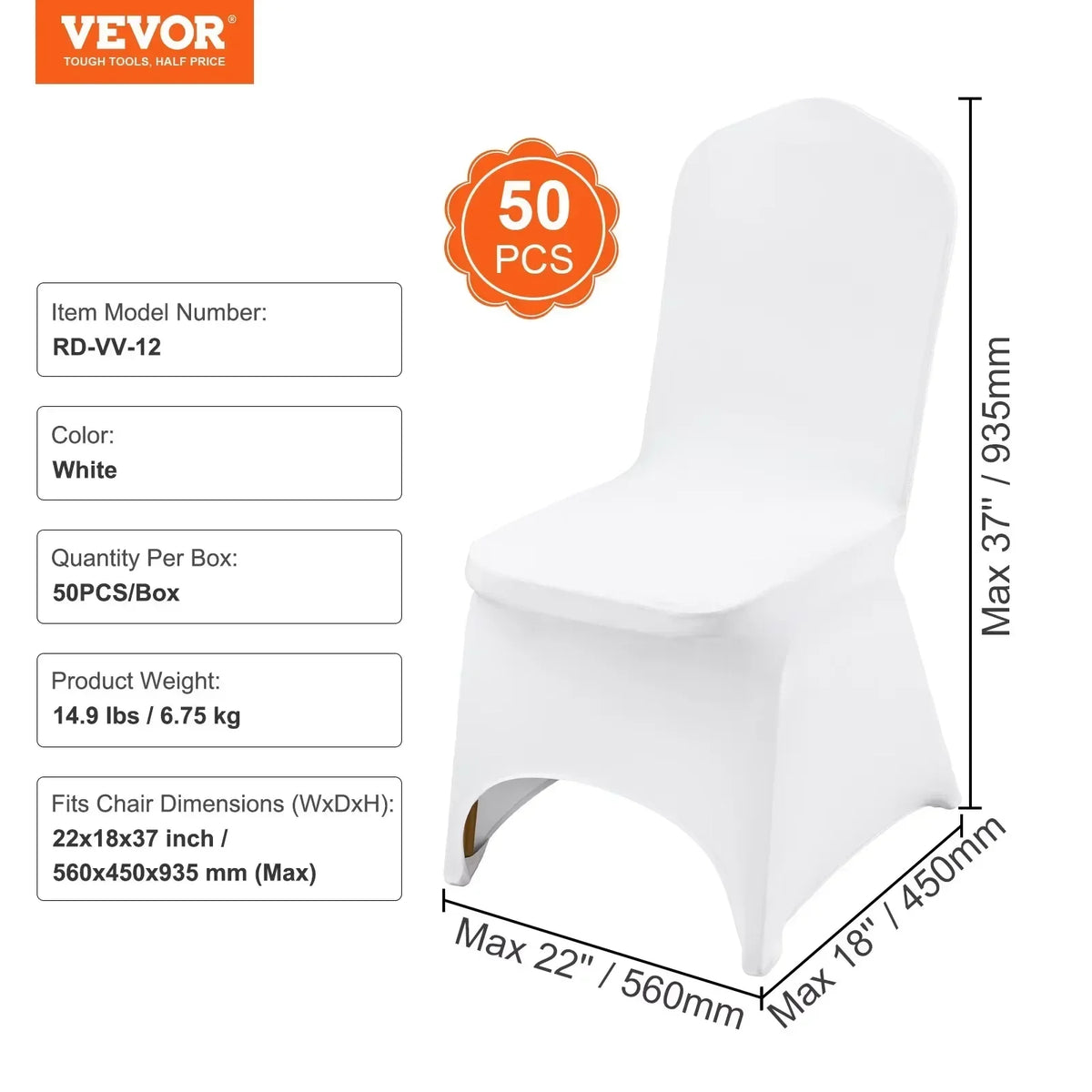 50pcs Chair Covers Wedding Spandex Stretch Fabric Removable Washable Protective Slipcovers for Restaurant Hotel Universal