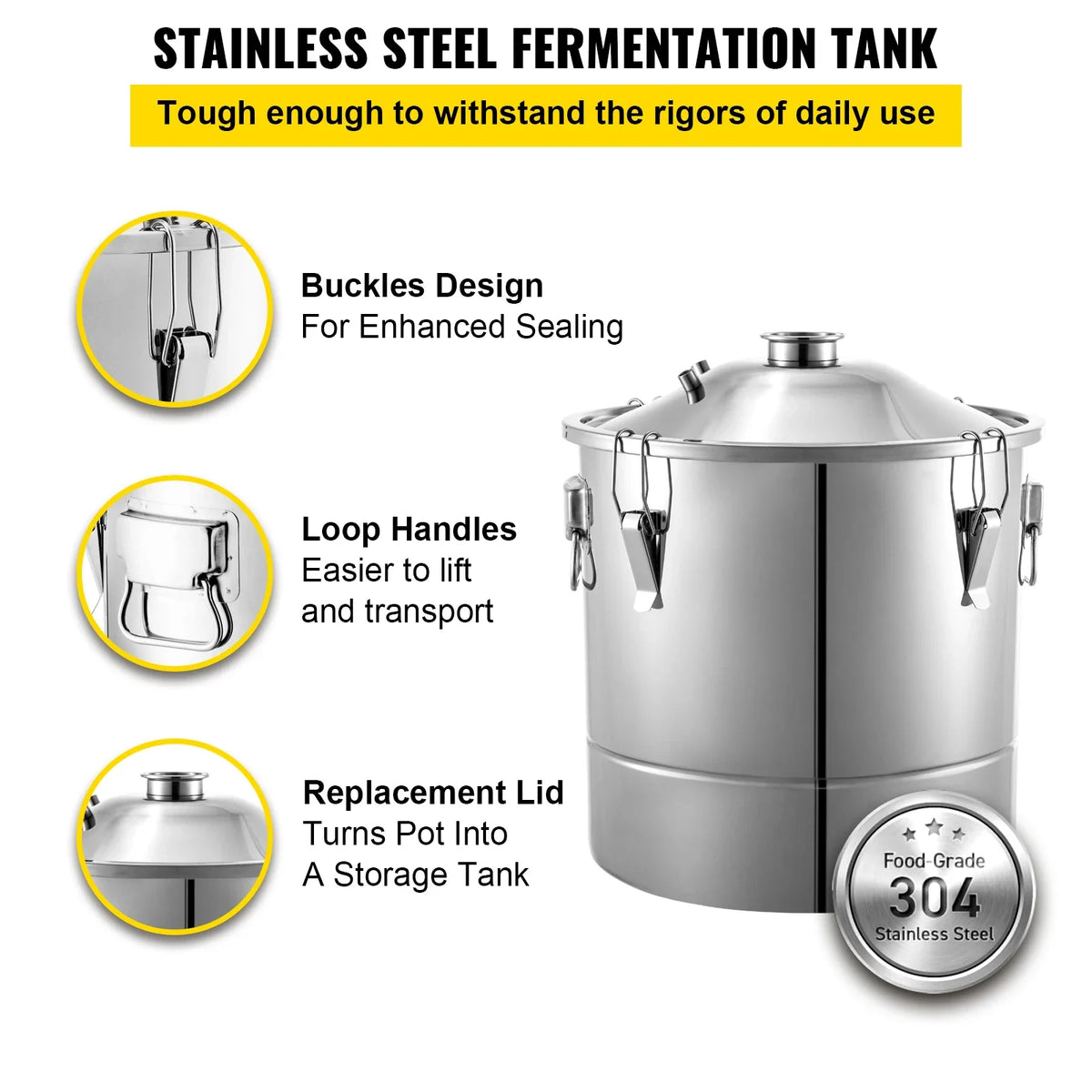 50L Water Alcohol Distiller 304 Stainless Steel Alcohol Still Wine Making Boiler Home Kit w/Thermometer for Whiskey Brandy