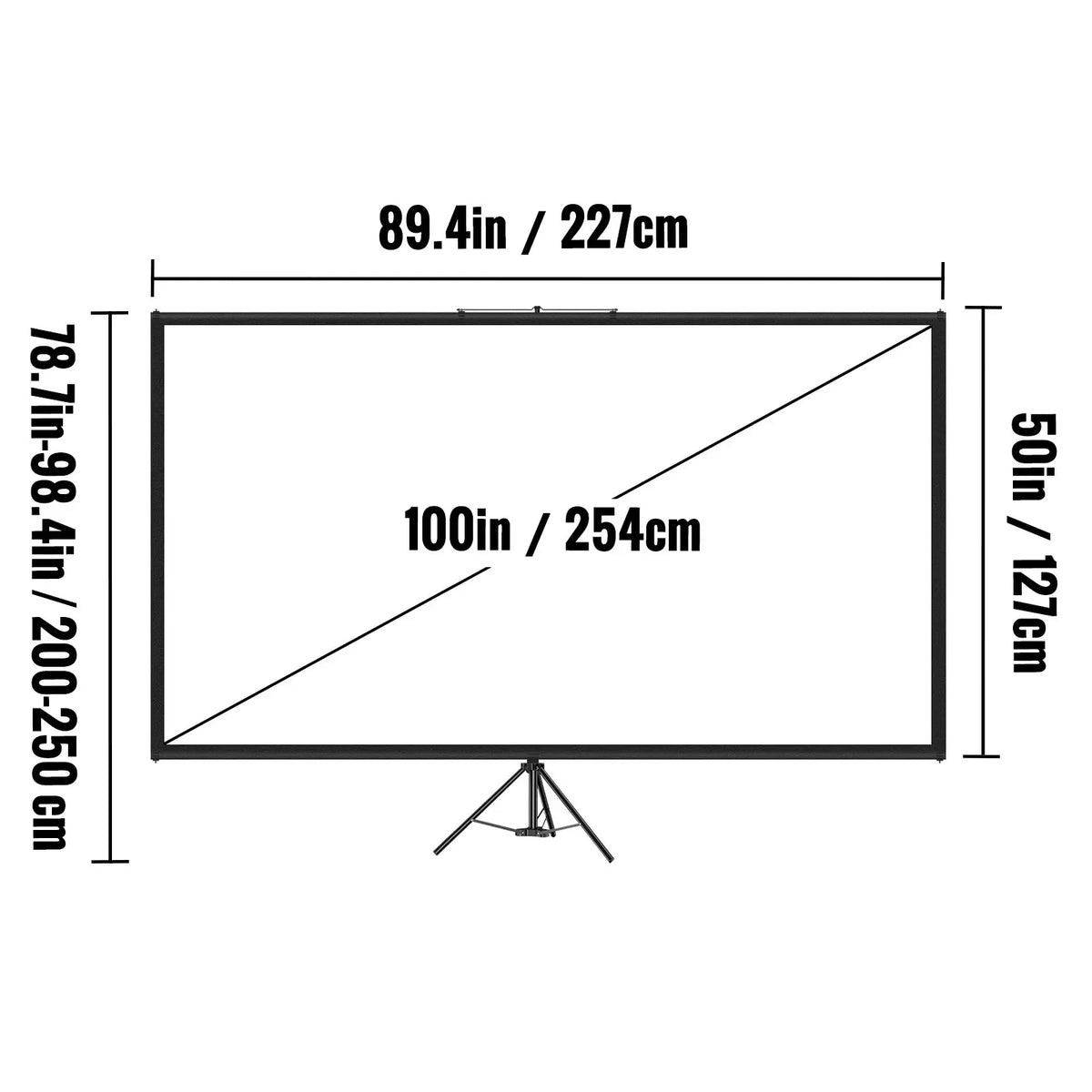 16:9 4K HD Adjustable Tripod Projector Screen Stand 60/70/80 90/100/110Inch Home Cinema for Indoor&Outdoor Projection