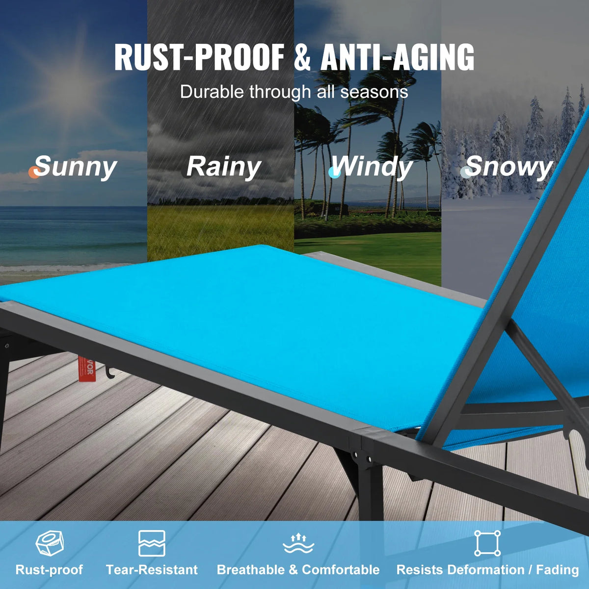 Chaise Lounge Chair Outdoor Aluminum Patio Lounge Chair 5-Position Adjustable Folding Pool Lounge Chair Recliner for Beach
