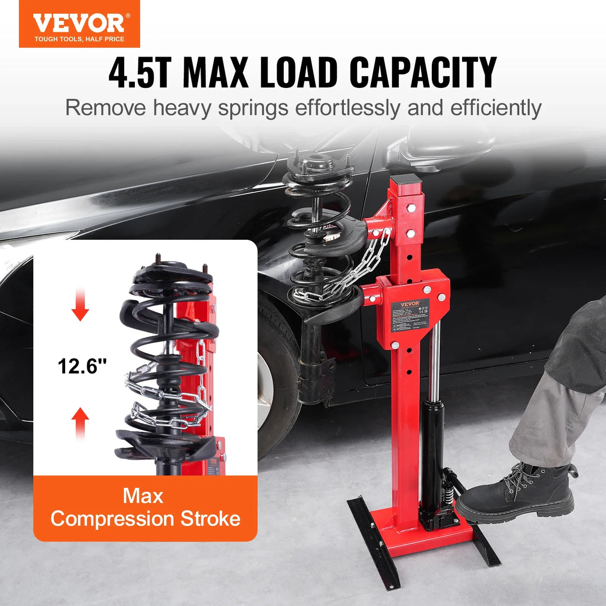 Strut Spring Compressor, 4.5 Ton/9920 LBS Hydraulic Jack, 1Ton Rated Compression Force, Auto Strut Coil Spring Compressor