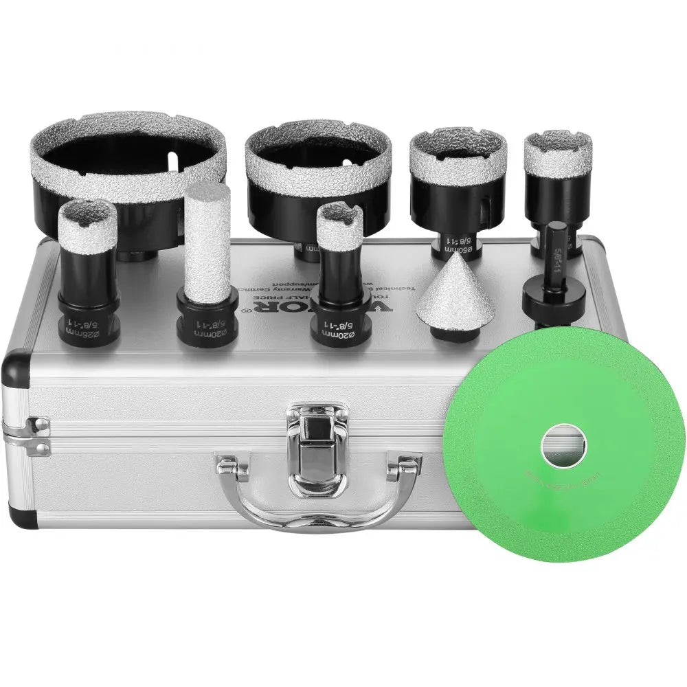 Diamond Core Drill Bit Set, 6/7/8/11PCS Diamond Hole Saw Kit, with 5/8"-11 Connector and Storage Case, for Dry and Wet