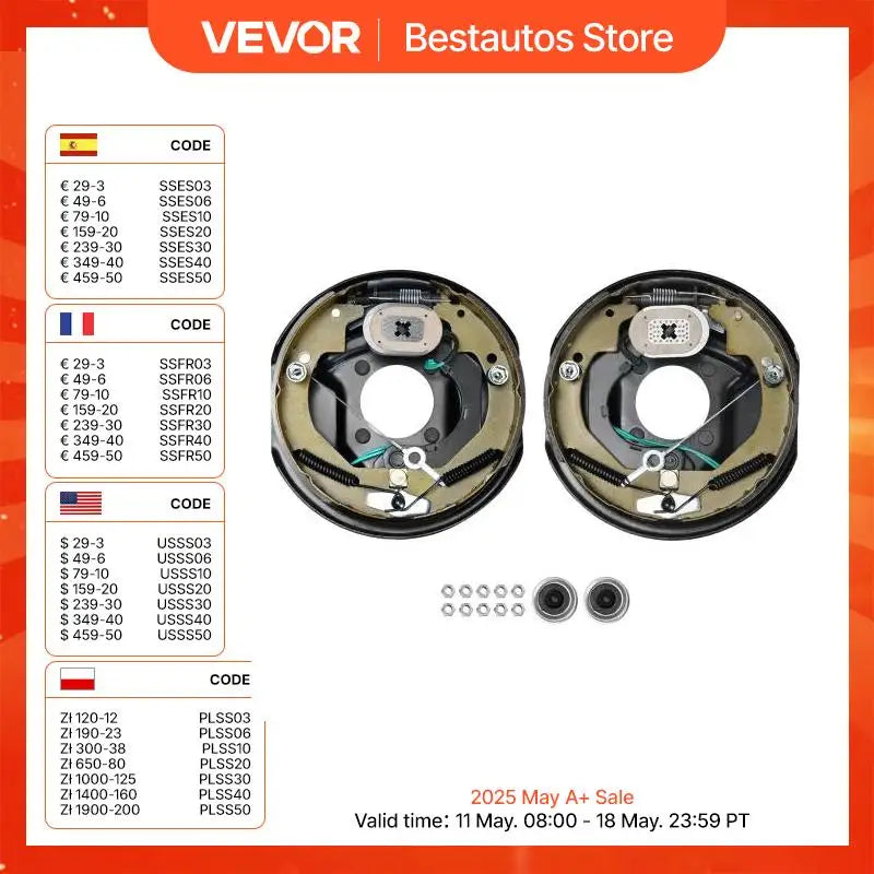 1 Pair 3500/7000 lbs Electric Trailer Brake Assembly Self-Adjusting Axle Backing Plates for Brake System Part Replacement