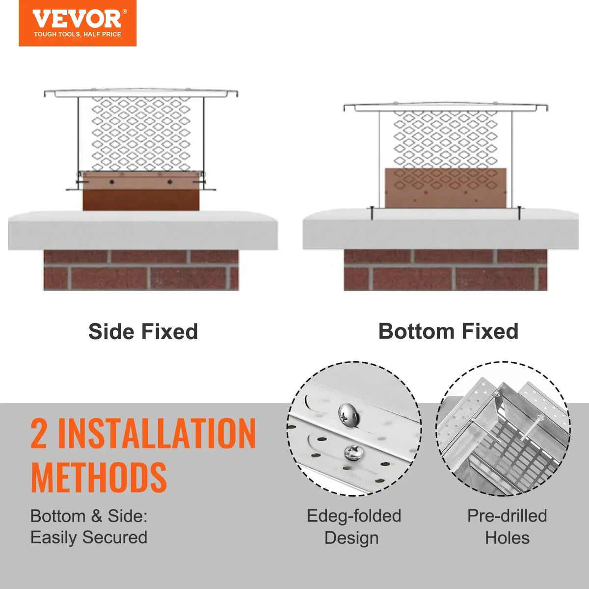 Chimney Cap 4 Sizes 304 Stainless Steel Fireplace Chimney Cover Not Easily Toppled Fits Mesh Flue Outside Covers Silver